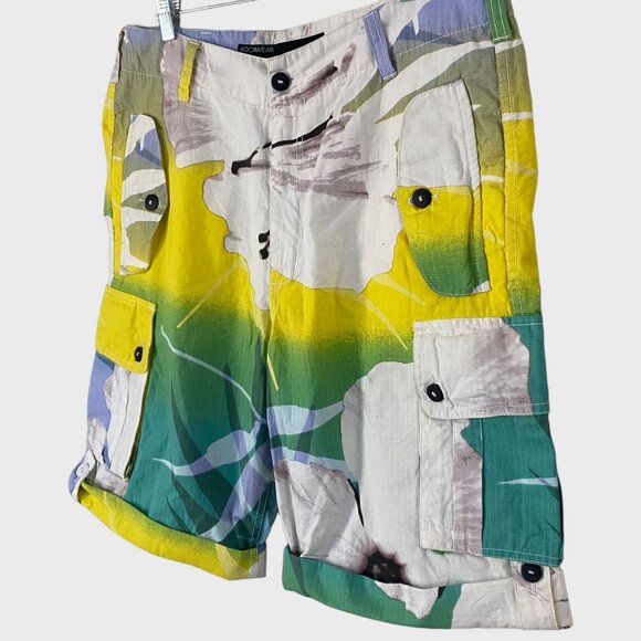 Rocawear Printed Cargo Shorts White Men's Size 36 Abstract Multicolor Utility - Picture 2 of 9